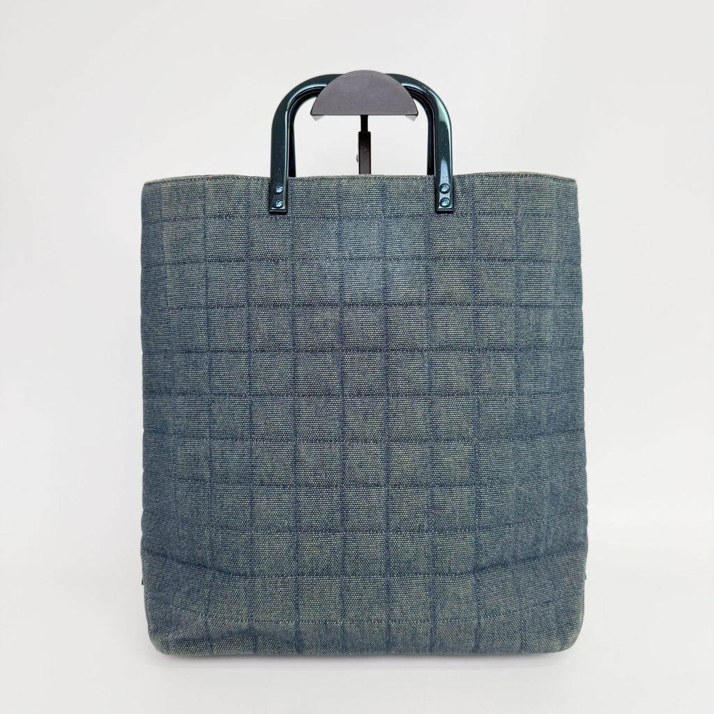 Chanel CC Logo Plastic Chain Handbag Denim Blue Seal Vintage — view 2