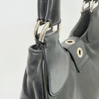 Prada Moon Buckle Shoulder Bag Leather Black Silver Vintage — view 8