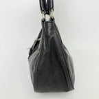 Prada Moon Buckle Shoulder Bag Leather Black Silver Vintage — view 4