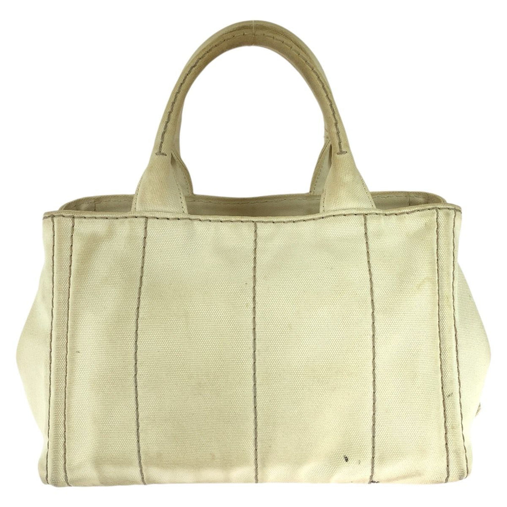 Prada Canapa White Gold Canvas Tote Bag — view 2
