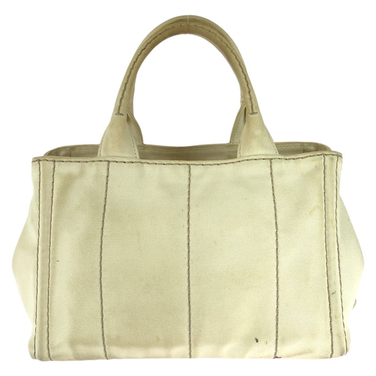 Prada Canapa White Gold Canvas Tote Bag — view 2