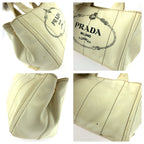 Prada Canapa White Gold Canvas Tote Bag — view 5