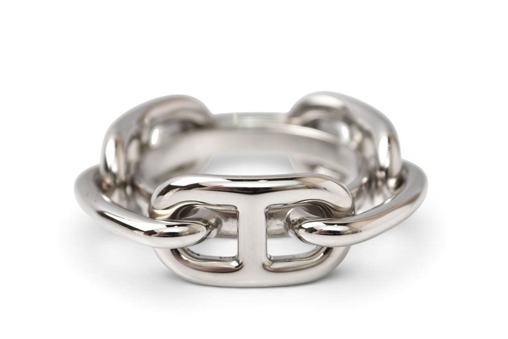 Hermes Scarf Ring Holder Chaine D'ancre Silver