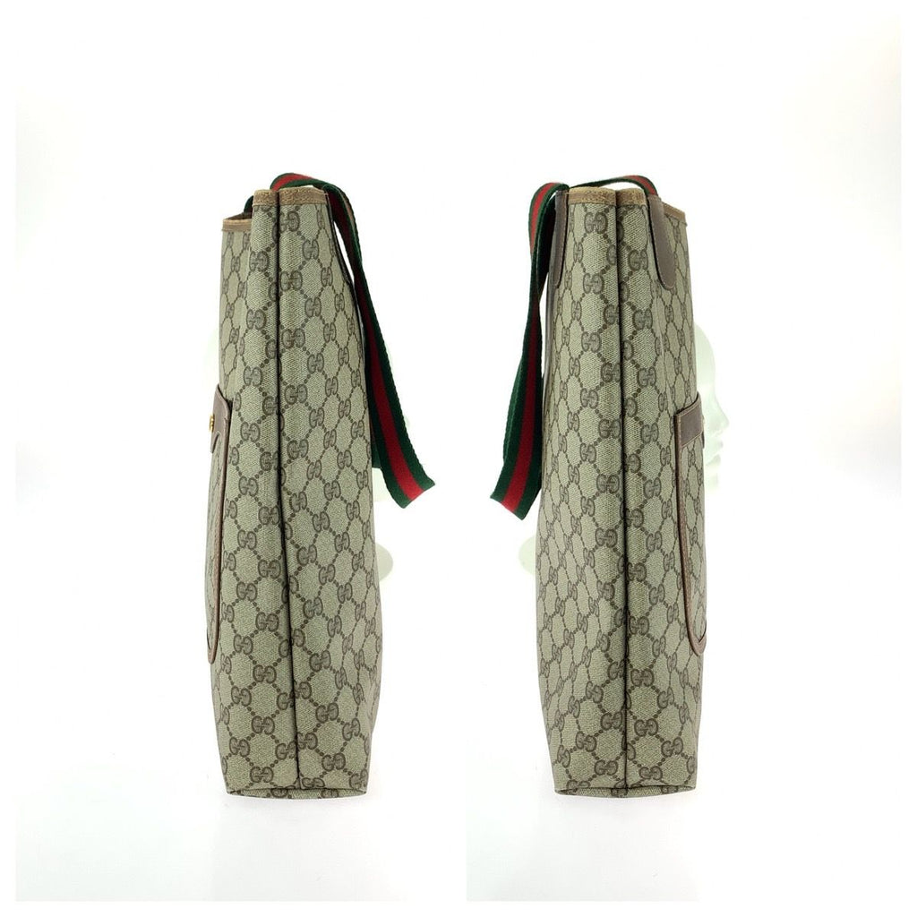 Gucci Vintage Sherry Line Beige Brown GG Supreme Canvas Tote Shoulder Bag — view 8