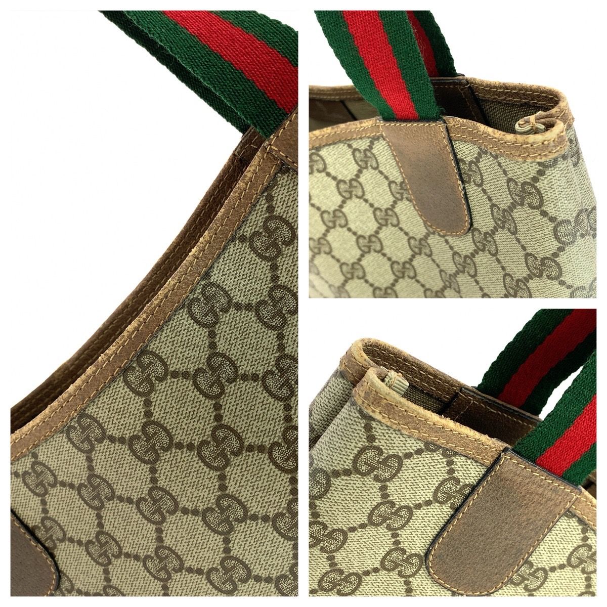 Gucci Vintage Sherry Line Beige Brown GG Supreme Canvas Tote Shoulder Bag — view 6
