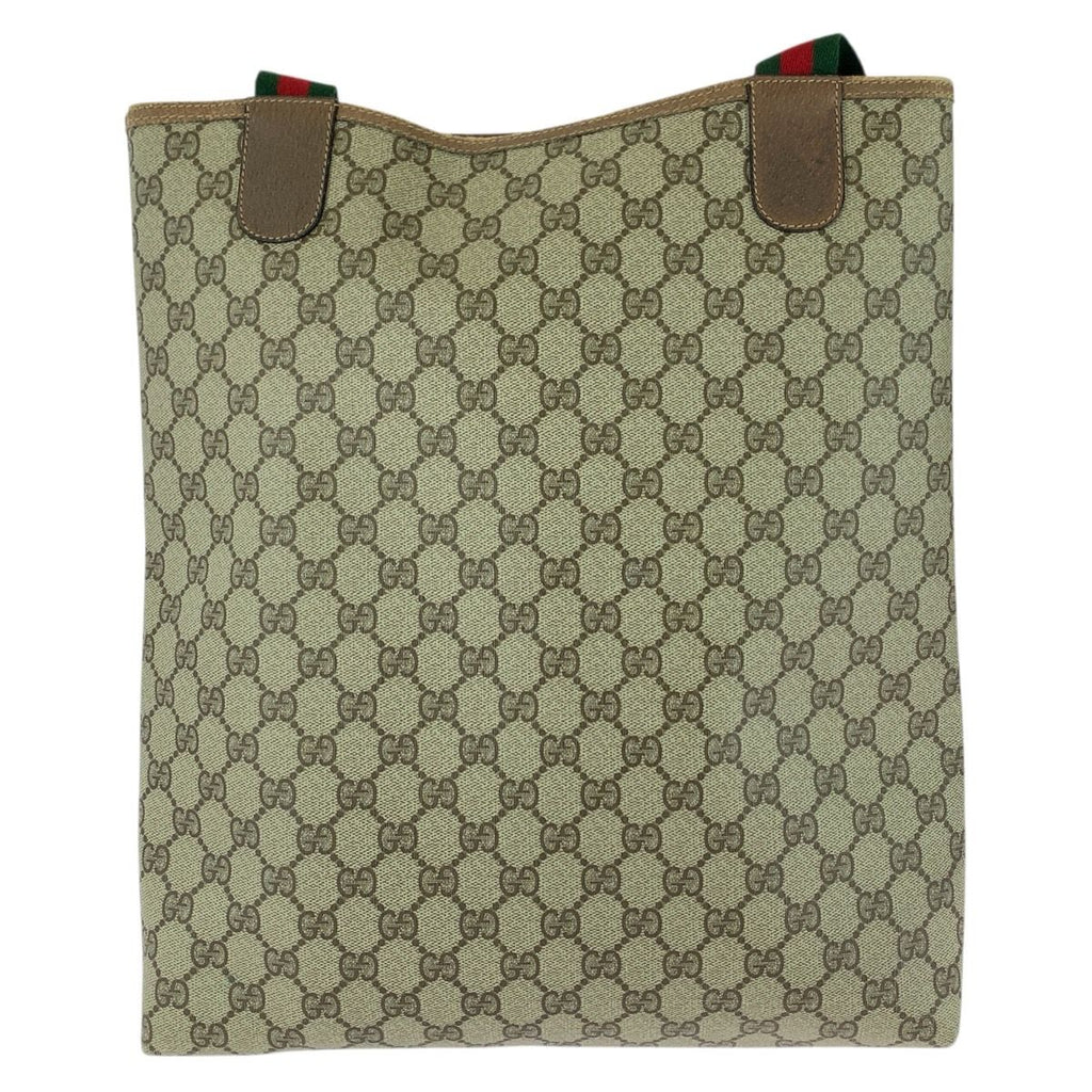 Gucci Vintage Sherry Line Beige Brown GG Supreme Canvas Tote Shoulder Bag — view 2