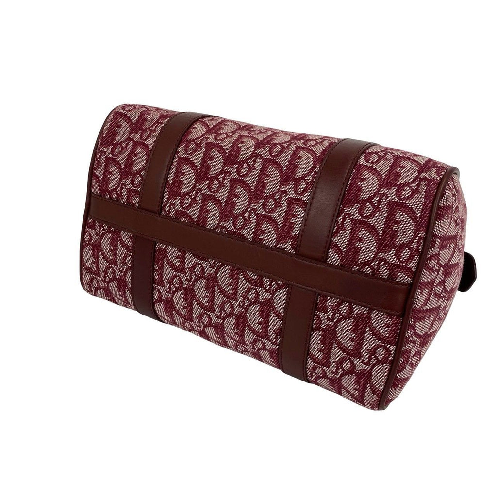 Dior Trotter Pattern Canvas Leather Mini Boston Bag Bordeaux — view 8