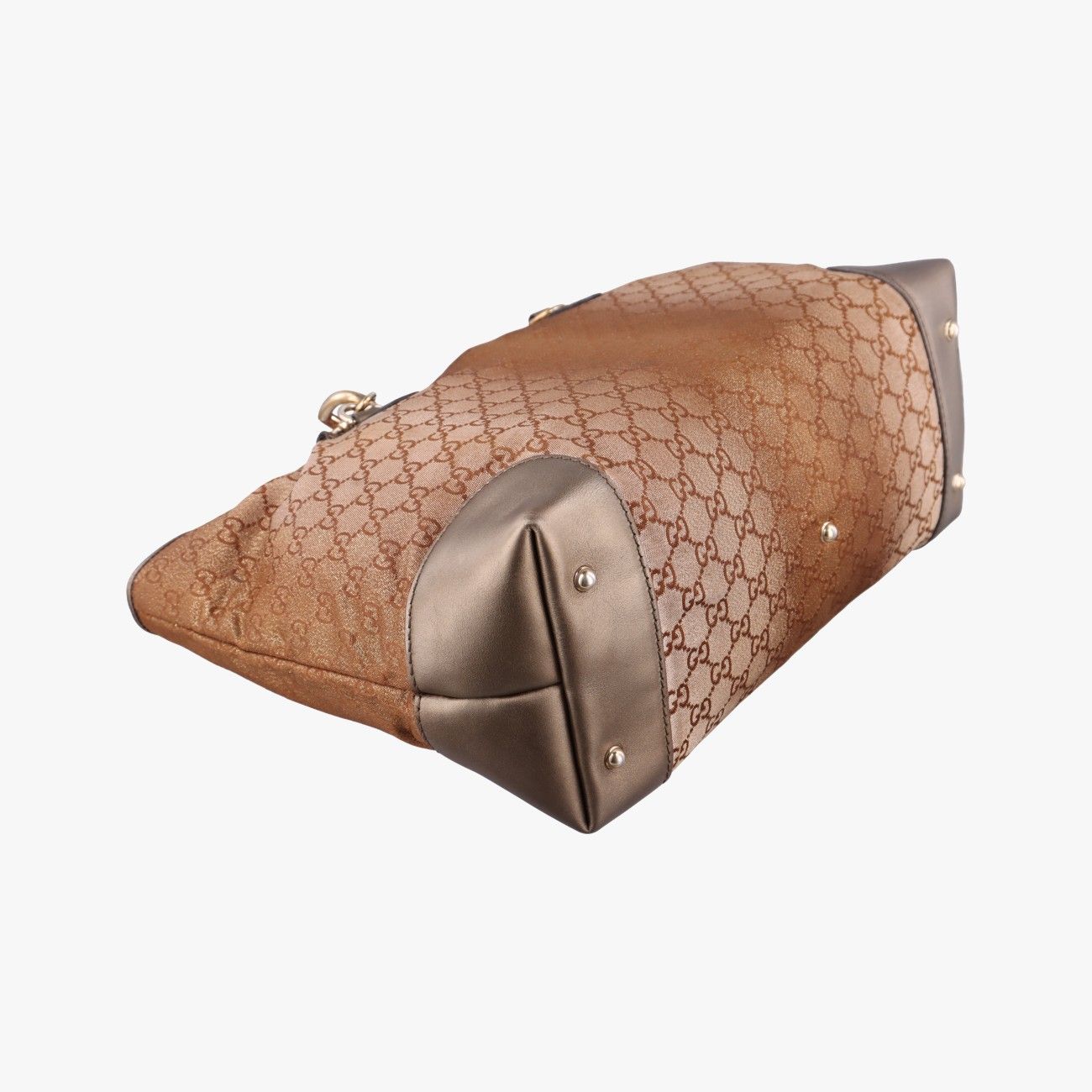 Gucci Heartbit Charm Gold Canvas Leather Keychain — view 5