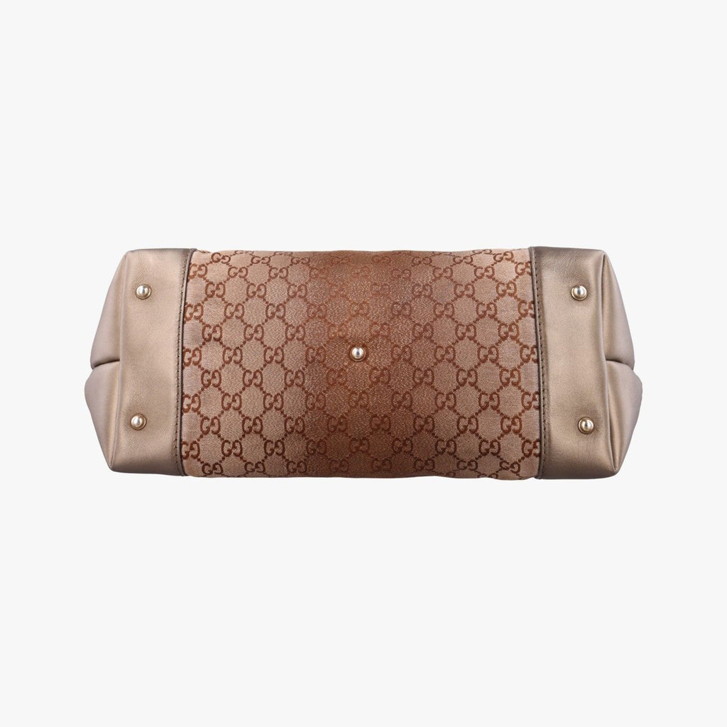 Gucci Heartbit Charm Gold Canvas Leather Keychain — view 3
