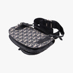 Dior Saddle Pouch Navy Black Jacquard Leather — view 6