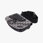 Dior Saddle Pouch Navy Black Jacquard Leather — view 4