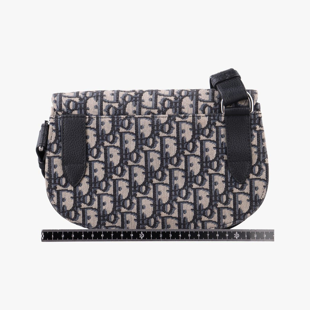 Dior Saddle Pouch Navy Black Jacquard Leather — view 2