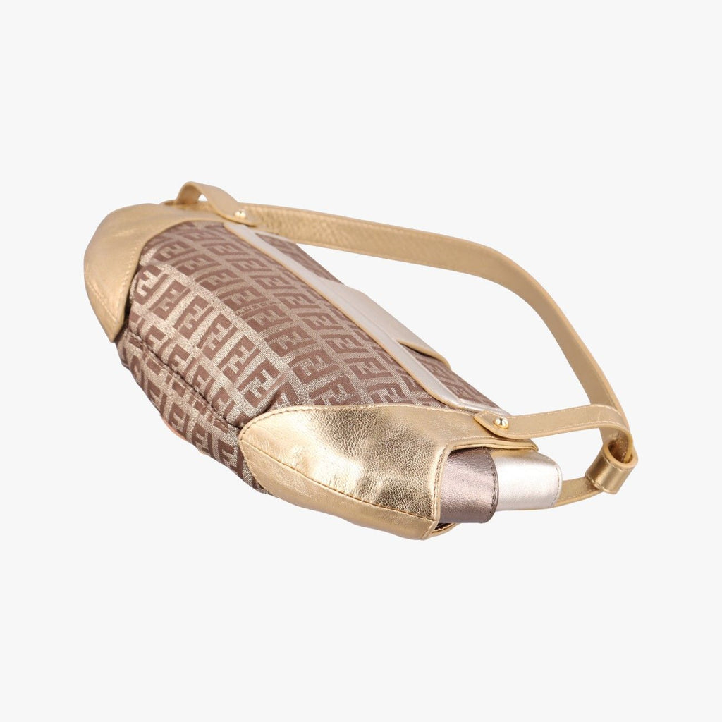 Fendi Zucchino Bolsa Gold Multicolor Canvas Leather — view 6