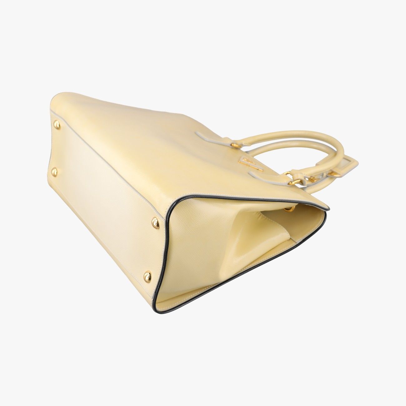 Prada Open Tote Bag Yellow Saffiano Patent 7 — view 4