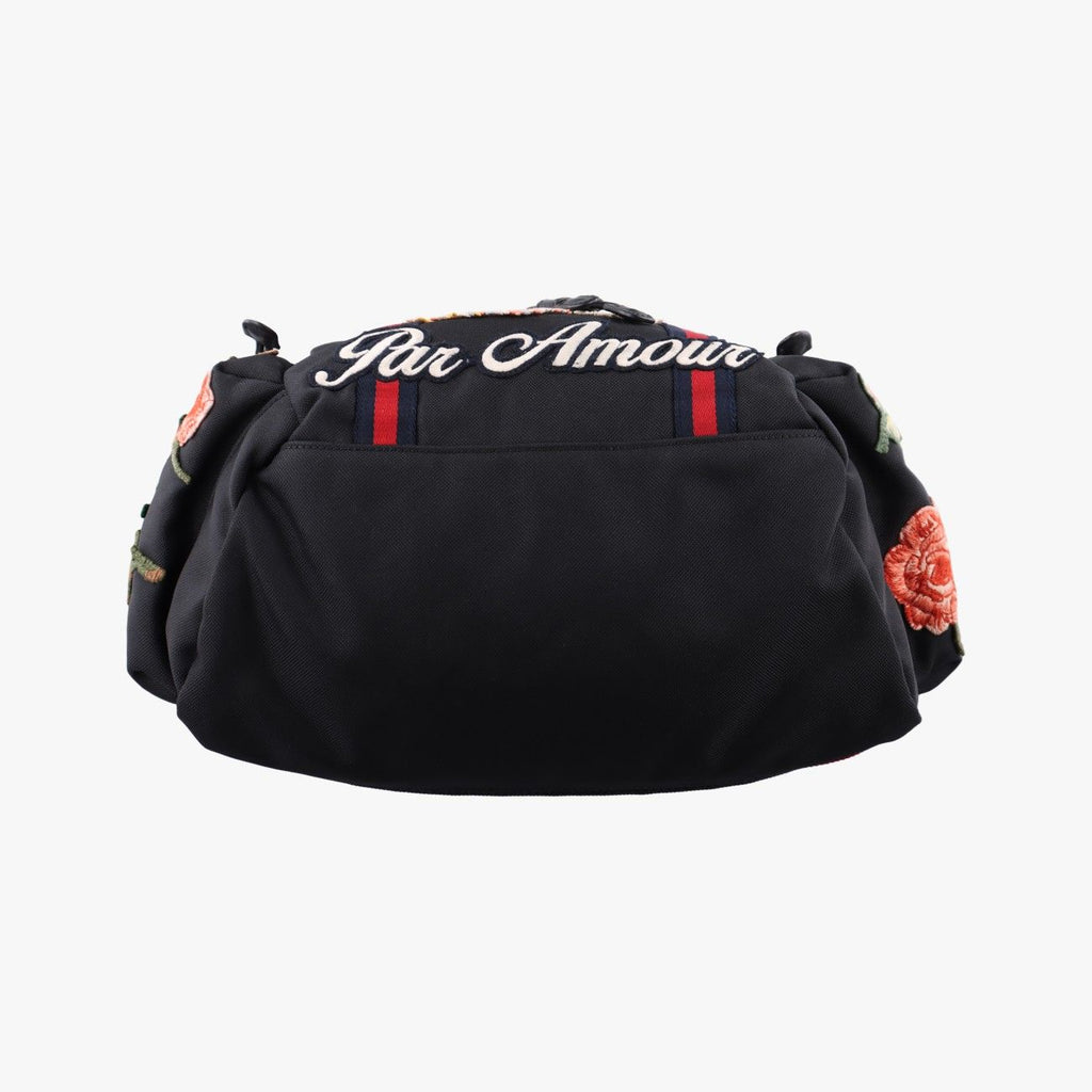 Gucci Sherry Line Embroidered Tiger Black Multicolor Canvas Backpack — view 3