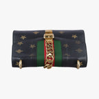 Gucci Sylvie Black Multicolor Leather Shoulder Bag — view 8