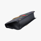 Gucci Sylvie Black Multicolor Leather Shoulder Bag — view 7