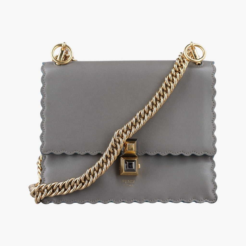 Fendi Studded Canai Gray Leather