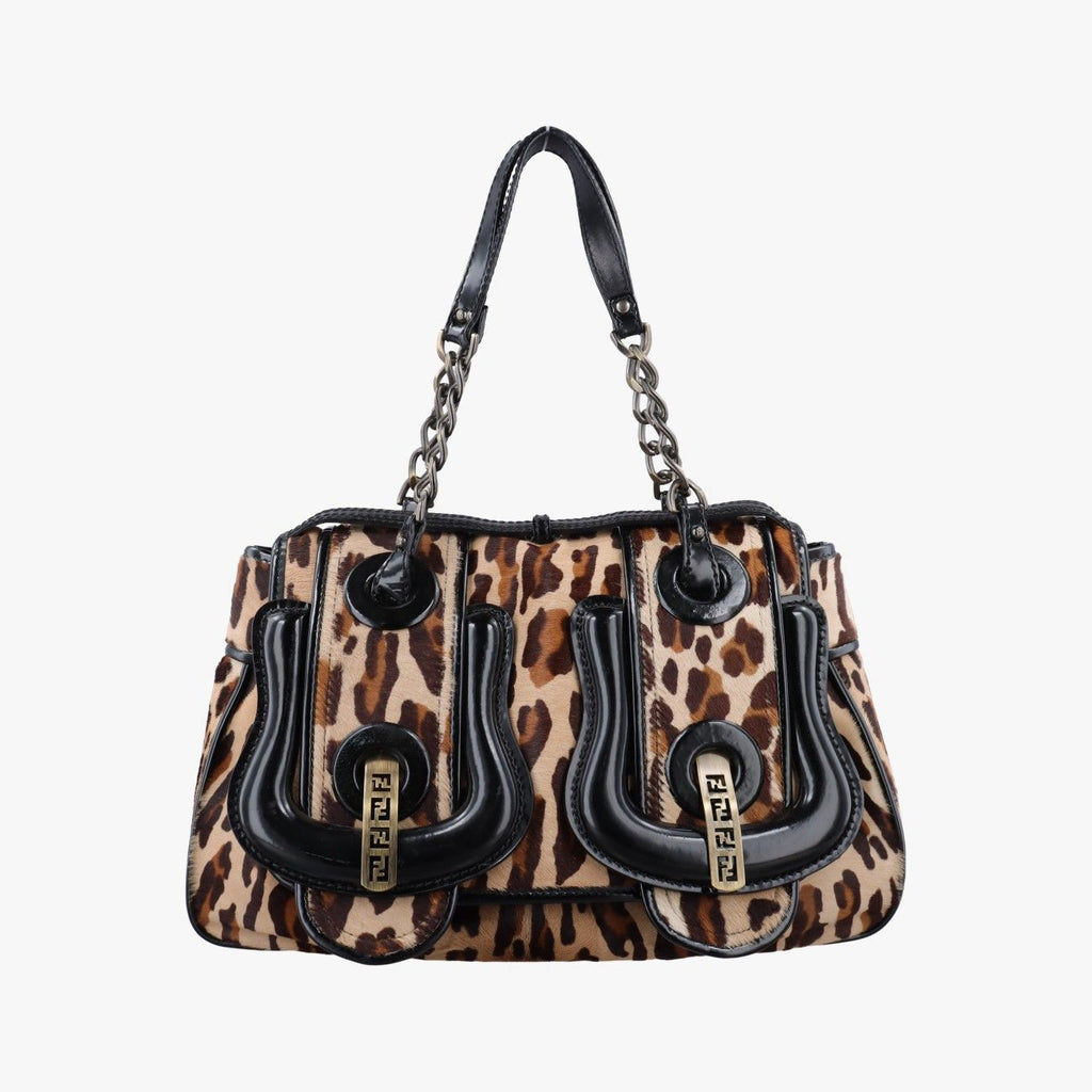 Fendi b Bag Brown Calf Hair