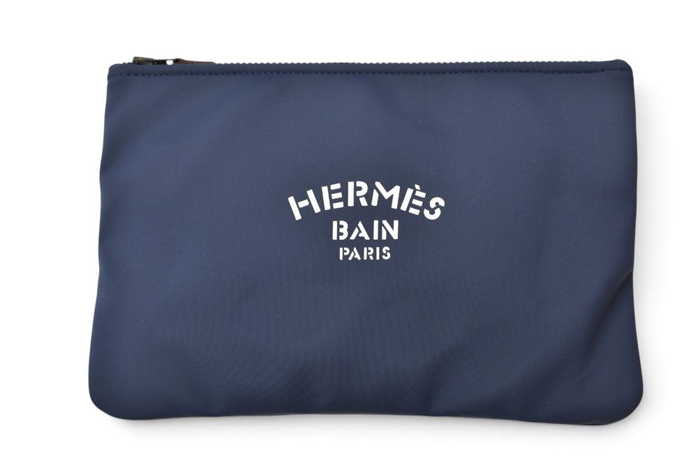 Hermes Pouch Flat Neobain MM Nylon Navy