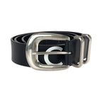 Celine Logo Print Western 90 Black White Silver Leather Belt