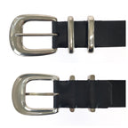 Celine Logo Print Western 90 Black White Silver Leather Belt — view 4
