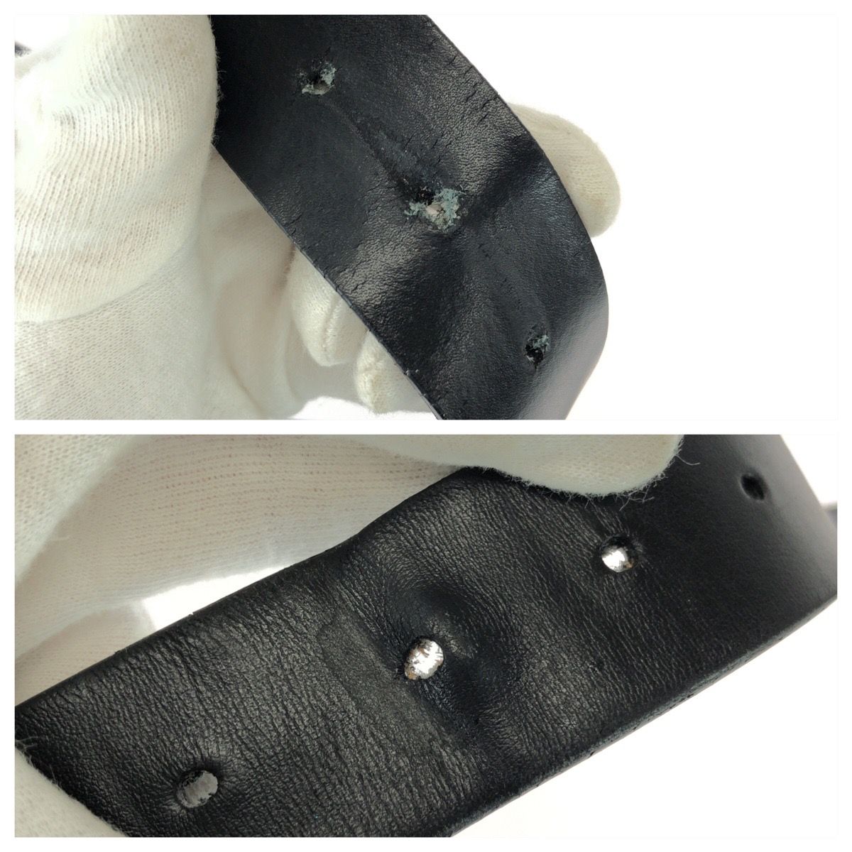 Celine Logo Print Western 90 Black White Silver Leather Belt — view 7