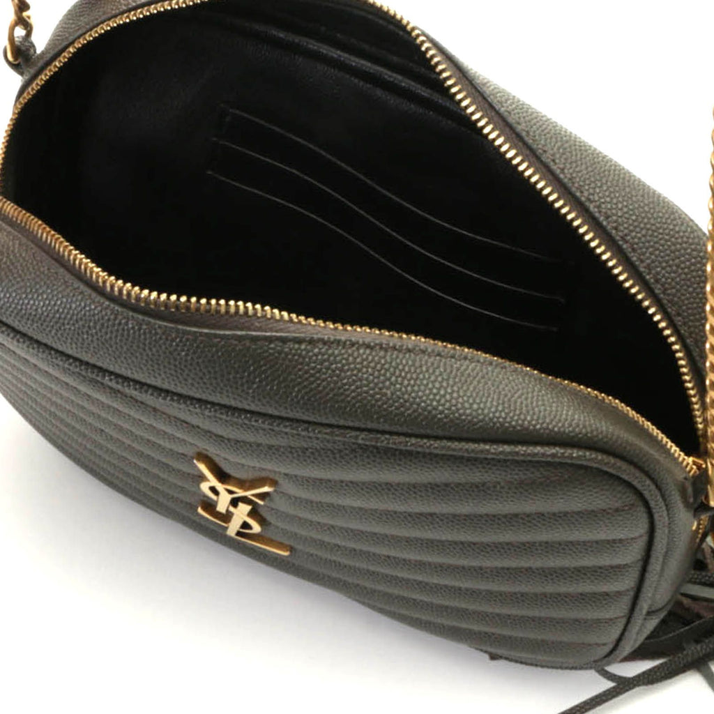 Saint Laurent Lou Mini Shoulder Bag Leather Gray with Tassel — view 6