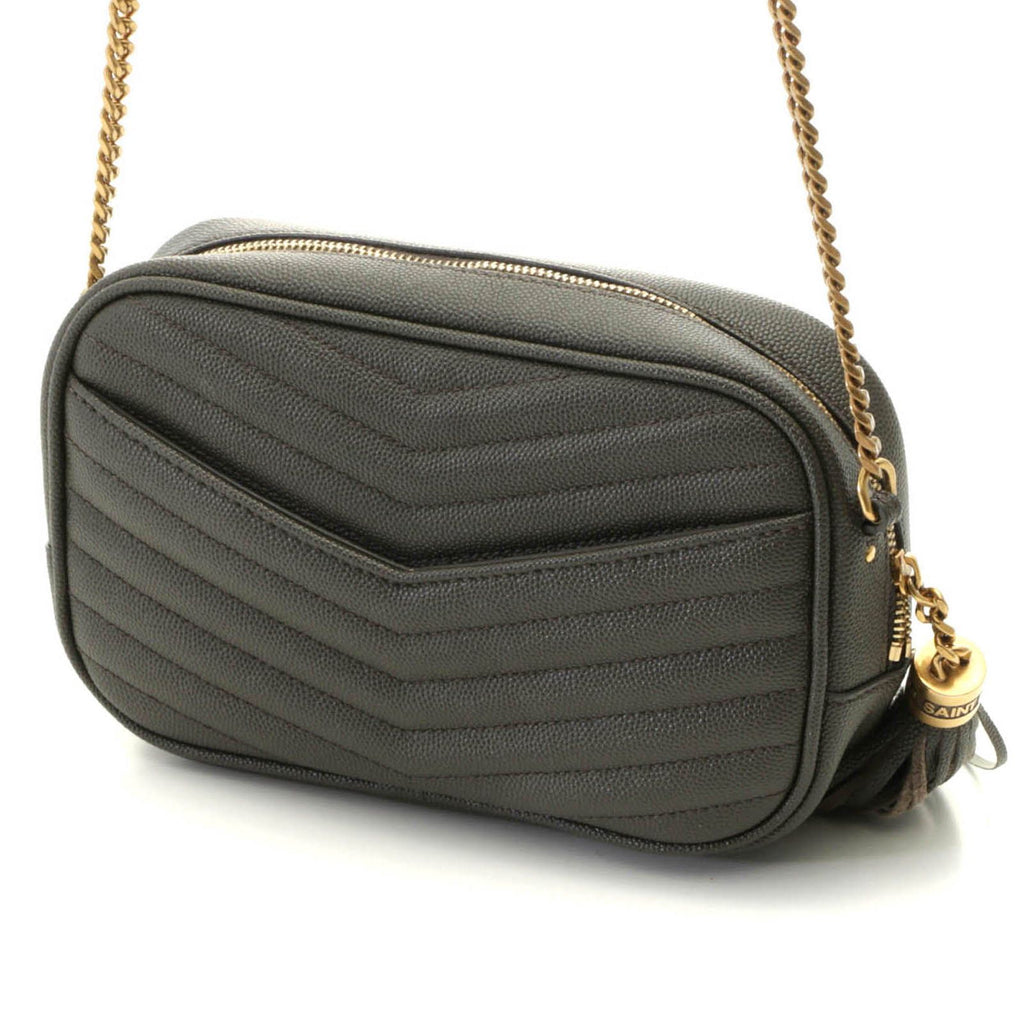 Saint Laurent Lou Mini Shoulder Bag Leather Gray with Tassel — view 2