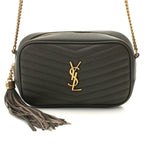 Saint Laurent Lou Mini Shoulder Bag Leather Gray with Tassel