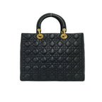 Dior Bag with Key Lady Cannage Stitch Leather Handbag Black — view 3