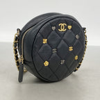 Chanel Shoulder Bag Quilted Lambskin Black Gold — view 2