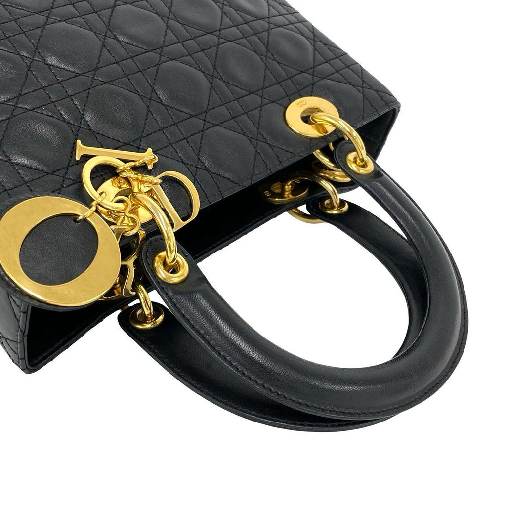 Dior Lady Cannage Stitch Leather 2-Way Shoulder Bag Black — view 4