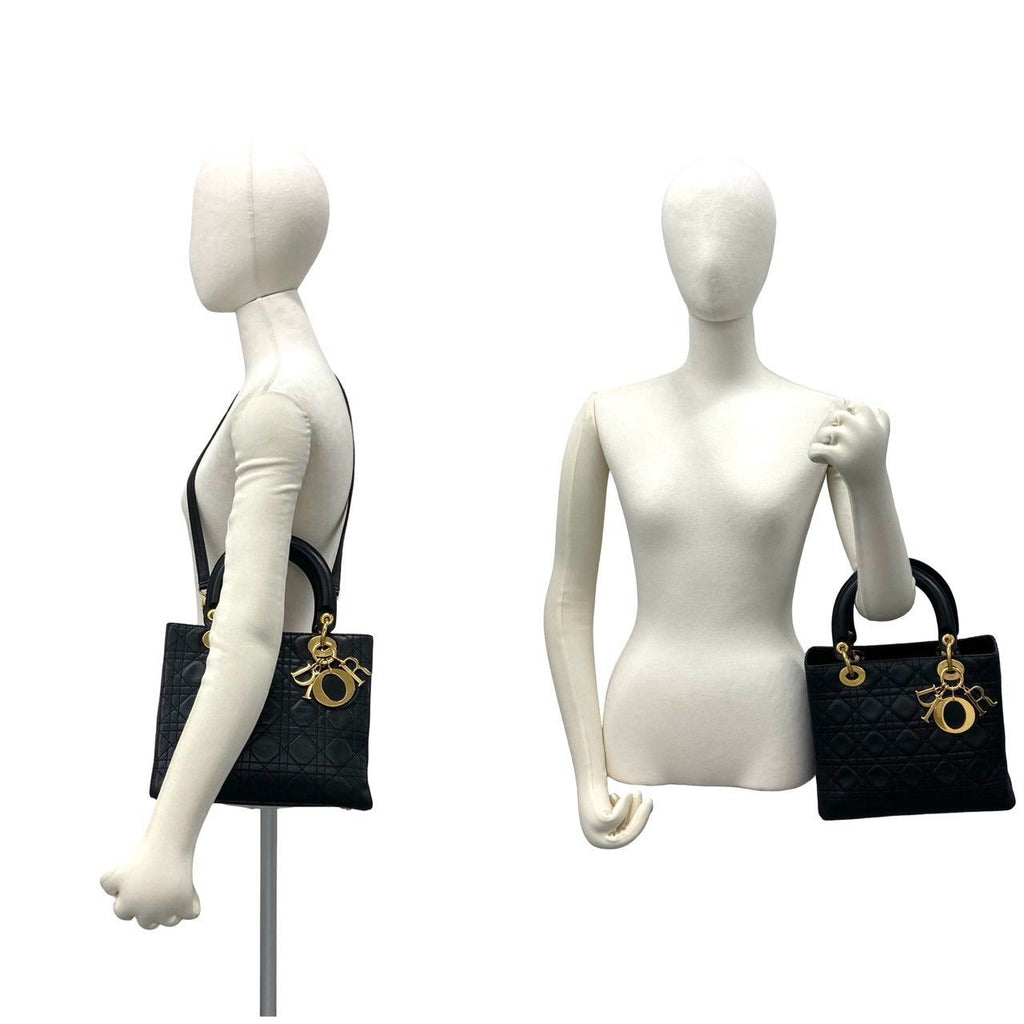 Dior Lady Cannage Stitch Leather 2-Way Shoulder Bag Black — view 2