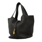 Hermes Handbag Picotin Lock MM Taurillon Clemence Black Gold