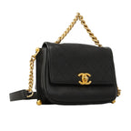Chanel Shoulder Bag Quilted Leather Black Gold — view 2