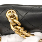 Chanel Shoulder Bag Quilted Leather Black Gold — view 8