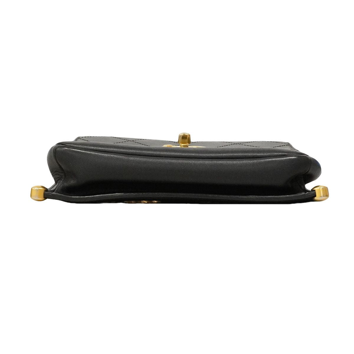 Chanel Shoulder Bag Quilted Leather Black Gold — view 3