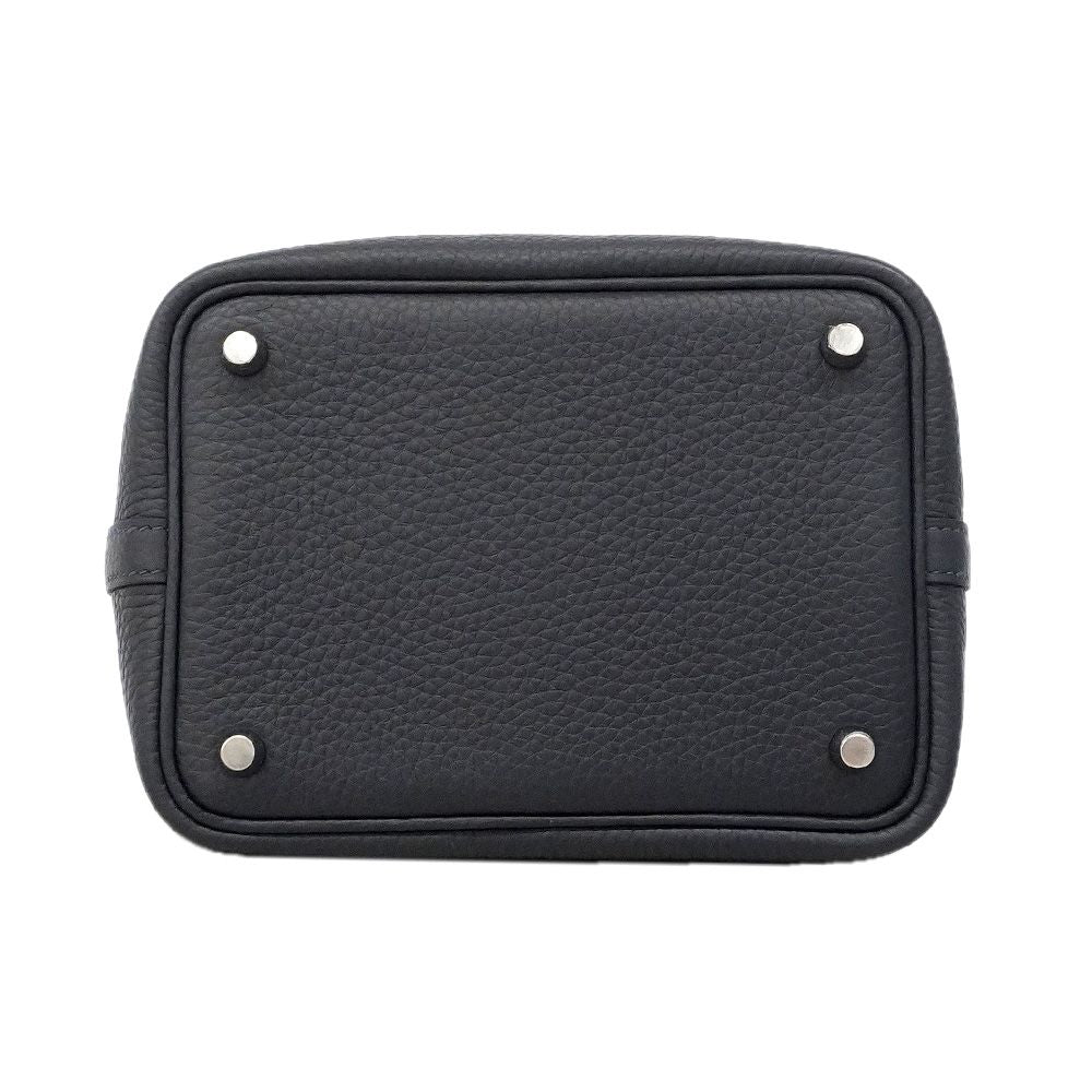 Hermes Handbag Picotin Lock PM Taurillon Clemence Blue Silver — view 3