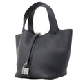 Hermes Handbag Picotin Lock PM Taurillon Clemence Blue Silver