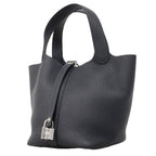 Hermes Handbag Picotin Lock PM Taurillon Clemence Blue Silver