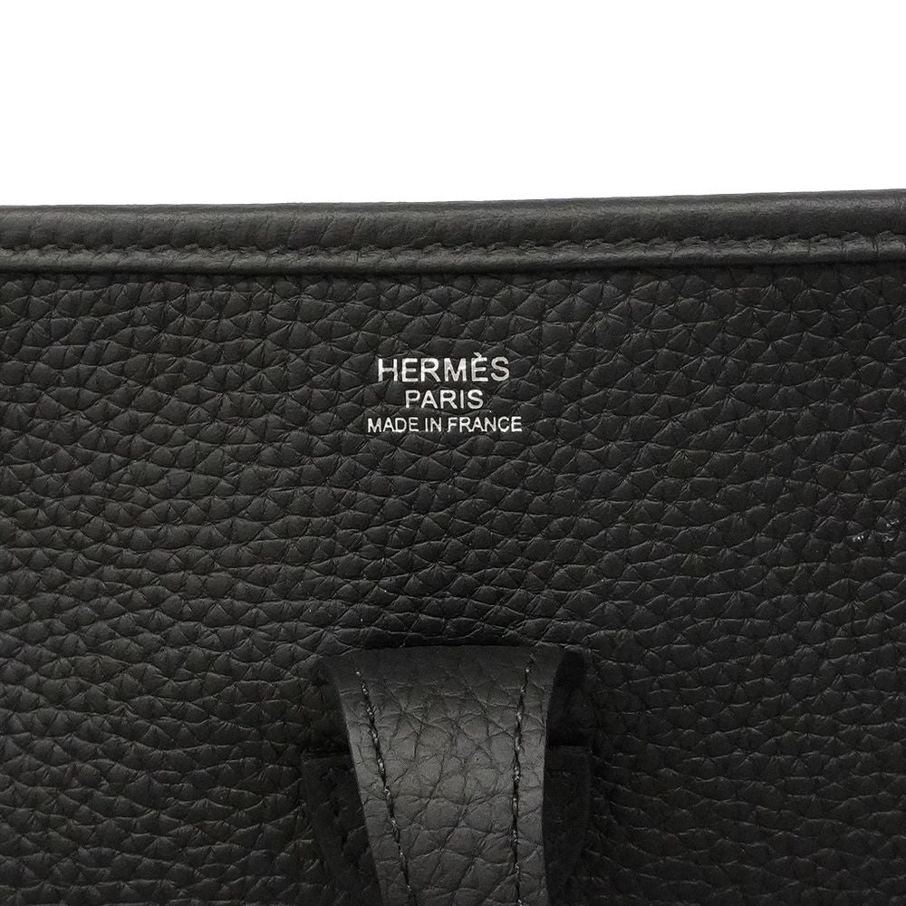 Hermes Shoulder Bag Evelyne Taurillon Clemence Black Silver — view 5