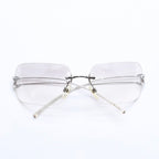 Chanel Rimless Sunglasses Side CC Logo Clear Silver Frame Metal 16 Eyewear — view 2