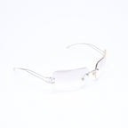 Chanel Rimless Sunglasses Side CC Logo Clear Silver Frame Metal 16 Eyewear — view 4