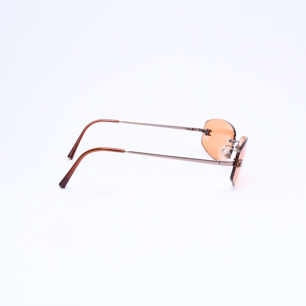 Chanel Rimless Sunglasses Side CC Logo Metal Orange 19 Eyewear — view 5