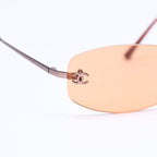 Chanel Rimless Sunglasses Side CC Logo Metal Orange 19 Eyewear — view 8