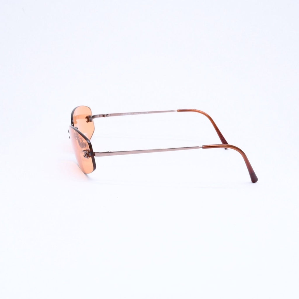 Chanel Rimless Sunglasses Side CC Logo Metal Orange 19 Eyewear — view 6