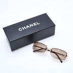 Chanel Sunglasses Eyewear CC Logo Rhinestone Brown