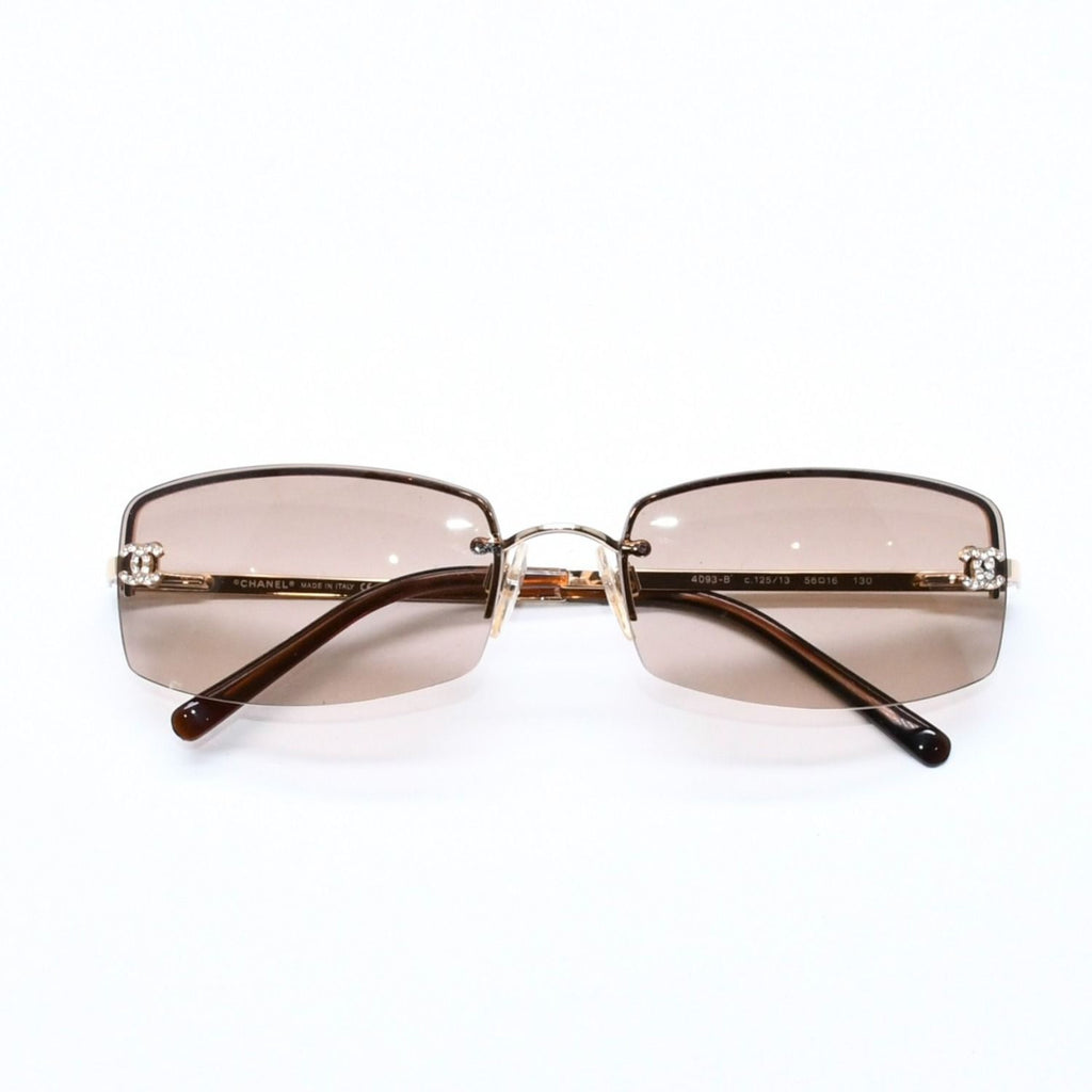 Chanel Sunglasses Eyewear CC Logo Rhinestone Brown — view 2