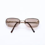 Chanel Half Rim Sunglasses Eyewear CC Logo Brown Gold — view 2